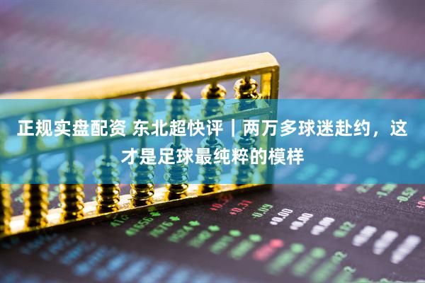 正规实盘配资 东北超快评｜两万多球迷赴约，这才是足球最纯粹的模样